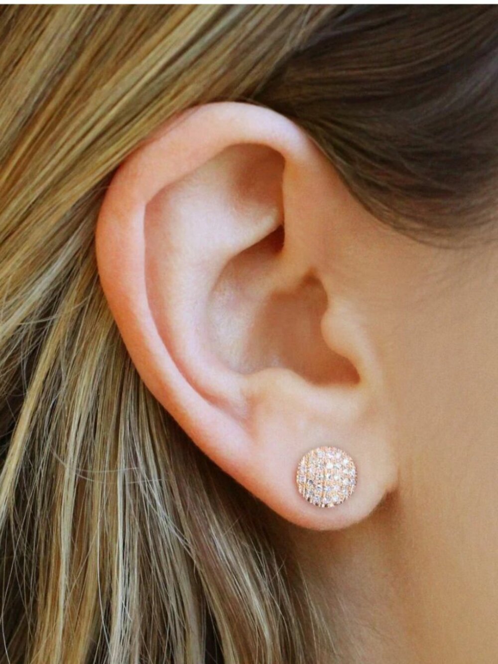 Dana Rebecca Lauren Joy Medium Disc Studs in Rose Gold
